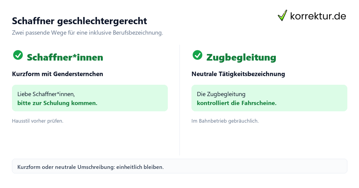 Gendern Schaffner: Schaffner*innen und Zugbegleitung im Vergleich