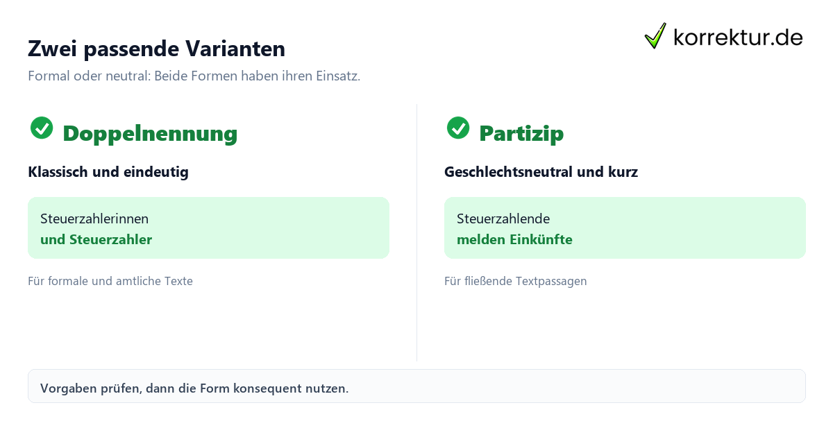 gendern Steuerzahler: Doppelnennung oder Steuerzahlende