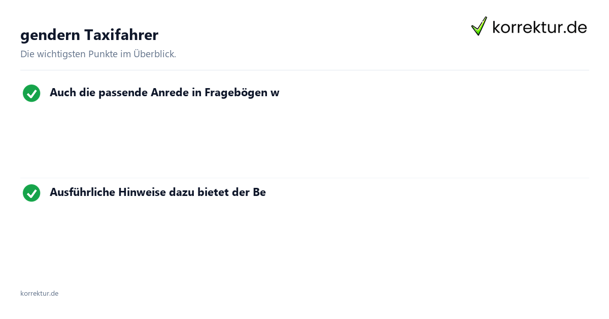gendern Taxifahrer: Überblick