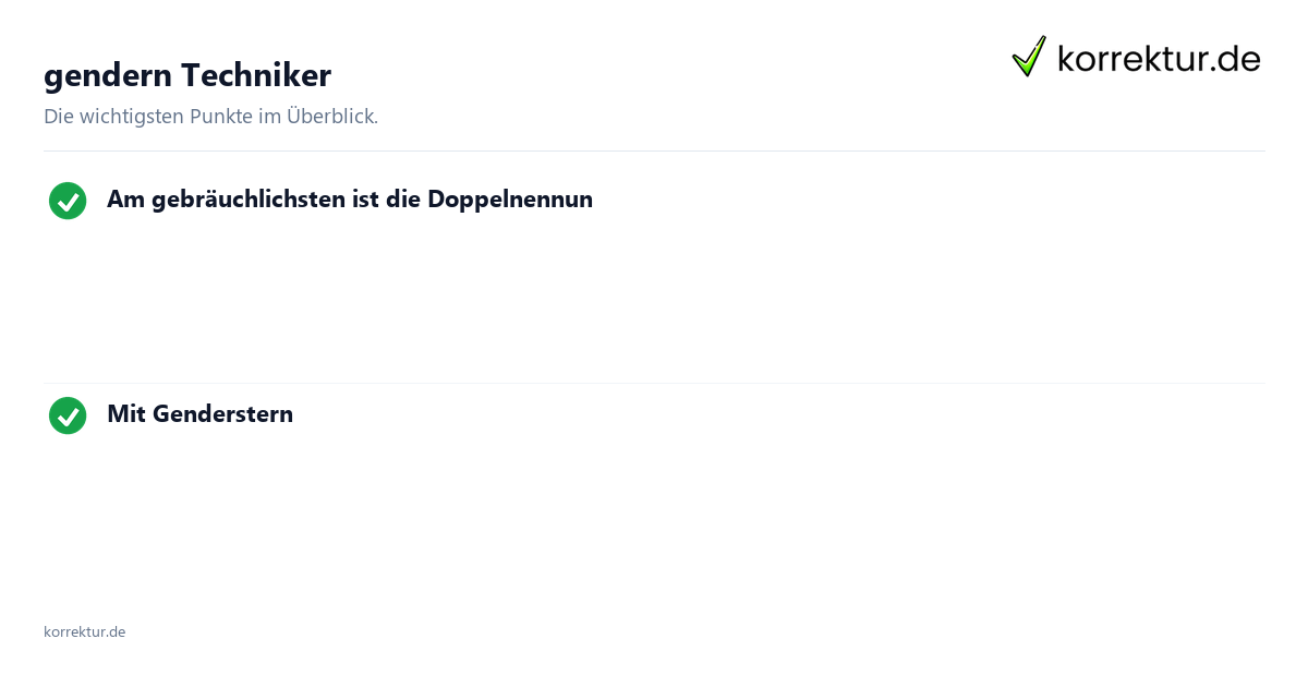 gendern Techniker gendern Techniker: Überblick
