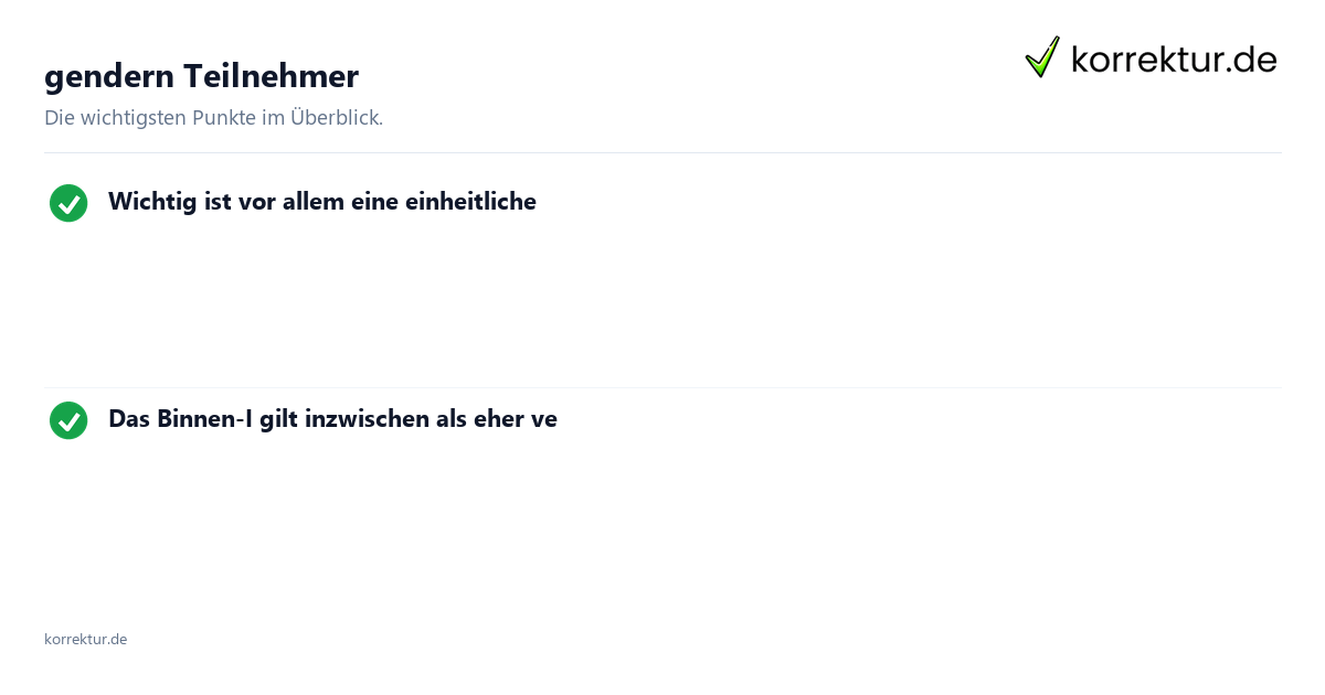 Zwei sichere Genderformen Gendern Teilnehmer: Doppelnennung und neutrale Form im Vergleich