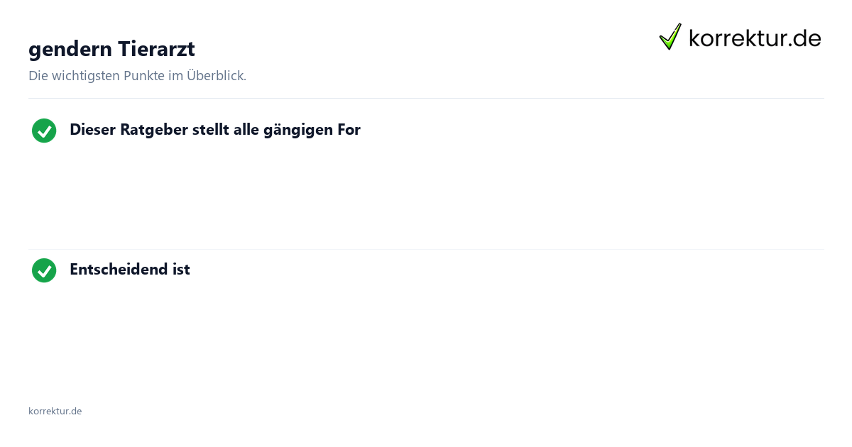 gendern Tierarzt gendern Tierarzt: Überblick