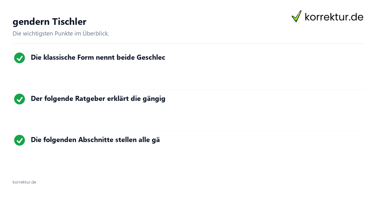 gendern Tischler: Überblick