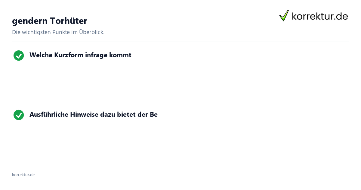 gendern Torhüter gendern Torhüter: Überblick