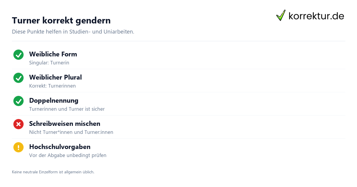 Gendern Turner: Häufige Fehler und korrekte Formen