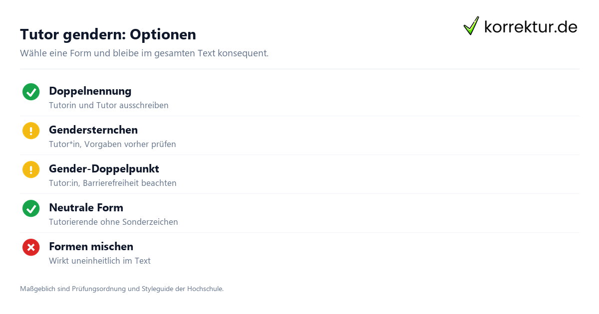 Gendern Tutor: Doppelnennung und neutrale Alternative im Vergleich