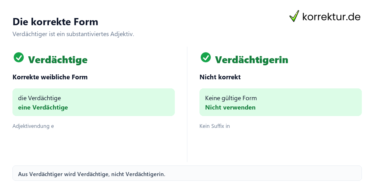 Gendern Verdächtiger: korrekte weibliche Form und neutrale Alternative