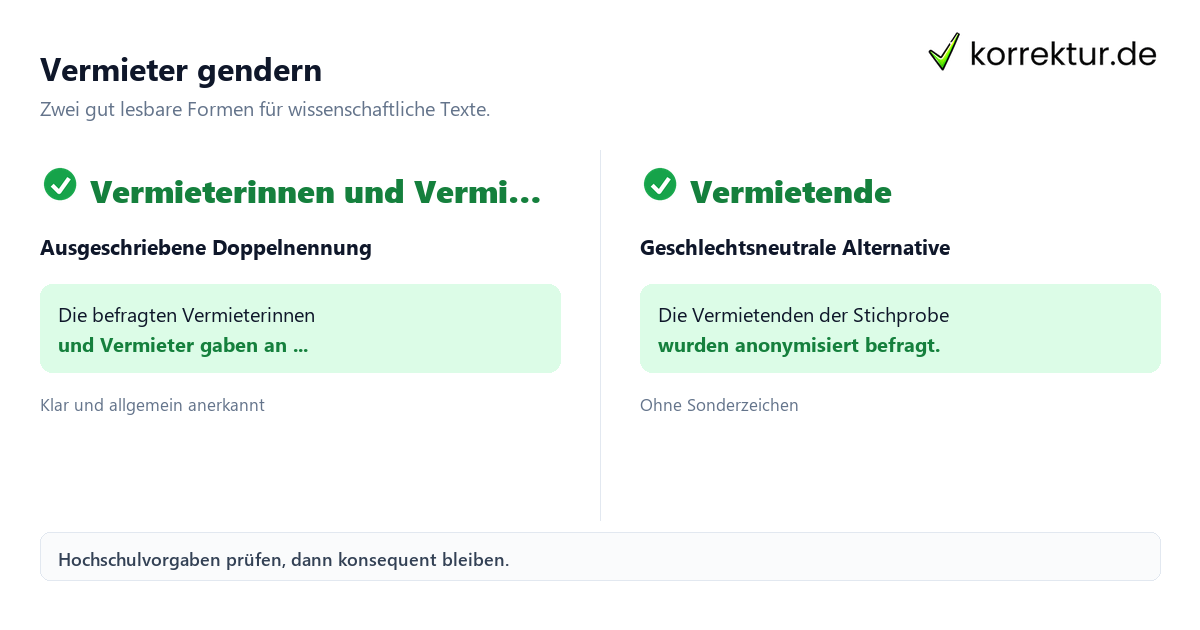 gendern Vermieter, passende Genderform wählen