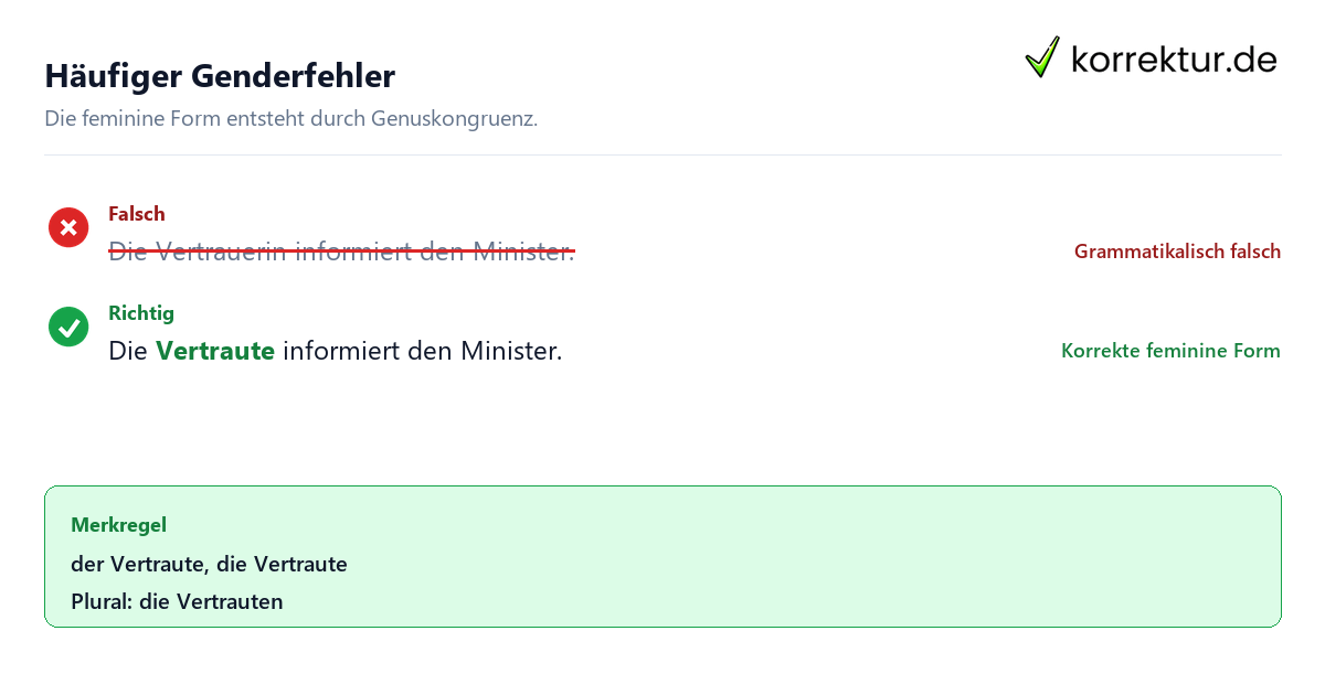 gendern Vertrauter: häufiger Fehler bei der femininen Form