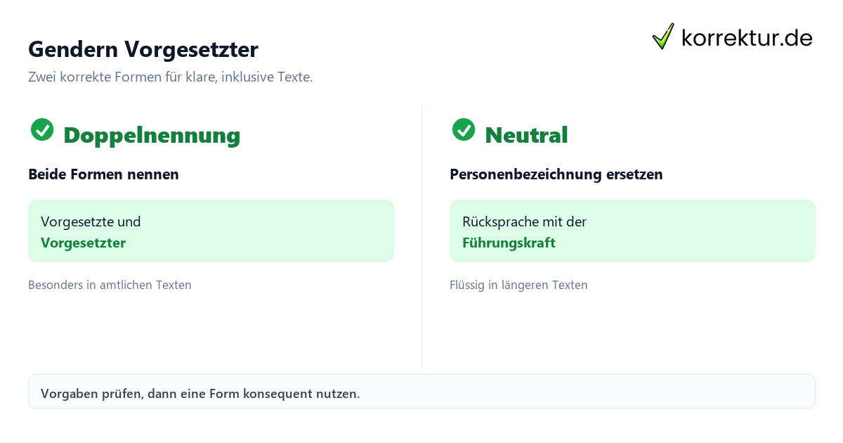 Gendern Vorgesetzter: Doppelnennung und neutrale Alternative im Vergleich