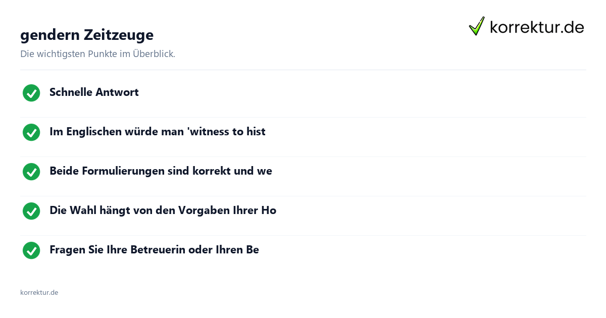 gendern Zeitzeuge: Überblick