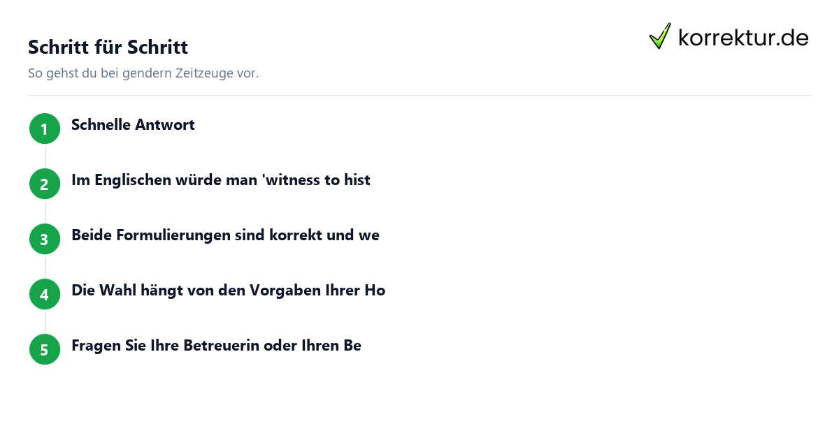 Schritt für Schritt gendern Zeitzeuge: Schritte