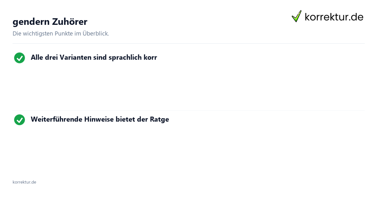 gendern Zuhörer gendern Zuhörer: Überblick