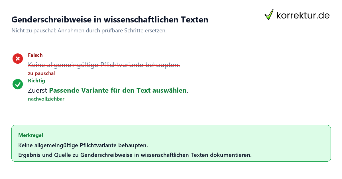 Ungeeignete und belastbare Vorgehensweise bei Genderschreibweise in wissenschaftlichen Texten