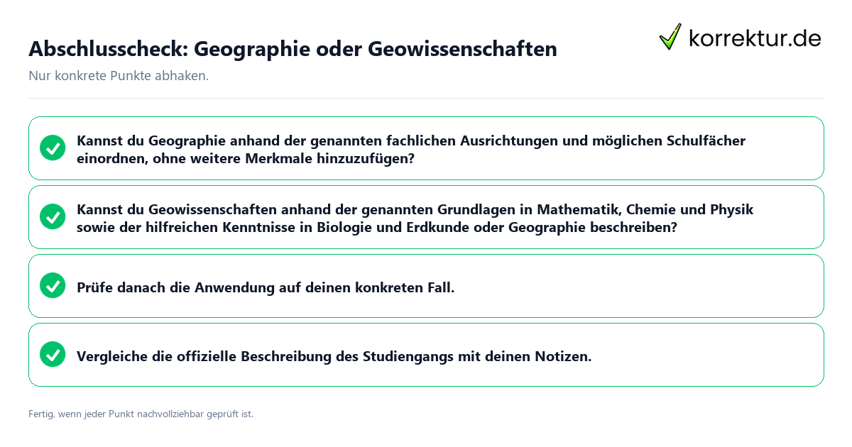 Abschlusscheck: Geographie oder Geowissenschaften Konkreter Abschlusscheck zu Geographie oder Geowissenschaften