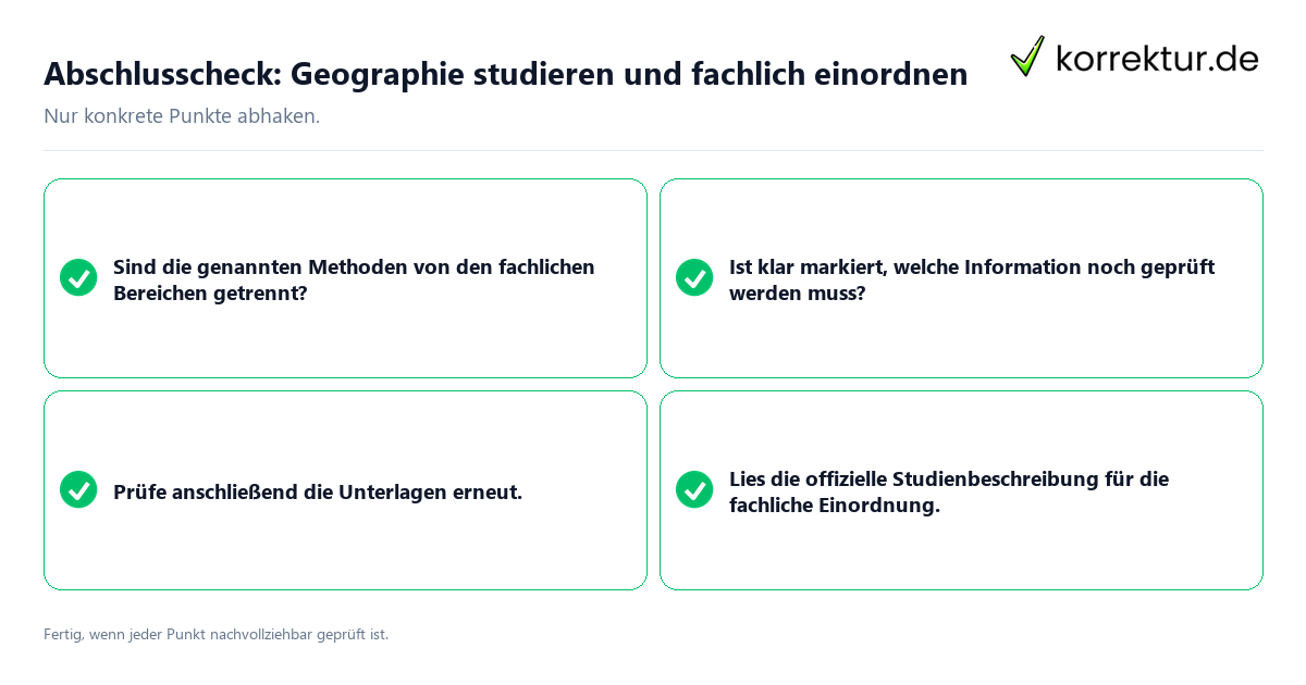 Abschlusscheck: Geographie studieren und fachlich einordnen Konkreter Abschlusscheck zu Geographie studieren und fachlich einordnen