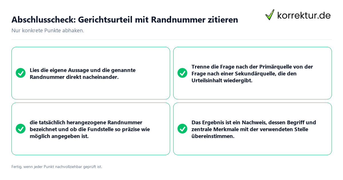 Abschlusscheck: Gerichtsurteil mit Randnummer zitieren Konkreter Abschlusscheck zu Gerichtsurteil mit Randnummer zitieren