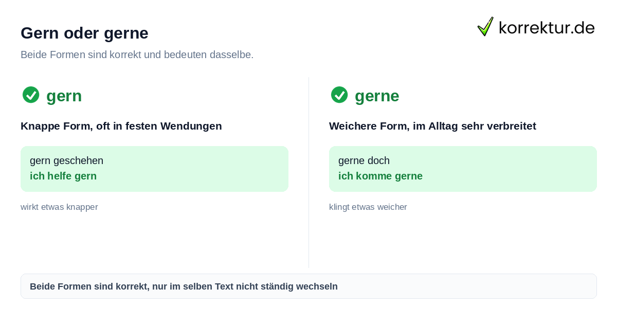 Gern oder gerne richtig verwenden im Vergleich
