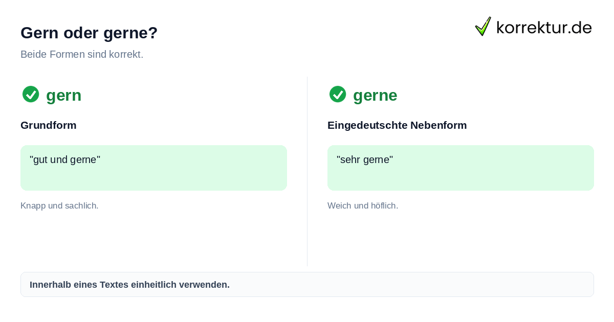 Gern oder gerne? Gern vs. gerne: Unterschied und richtige Schreibweise beim Synonym finden