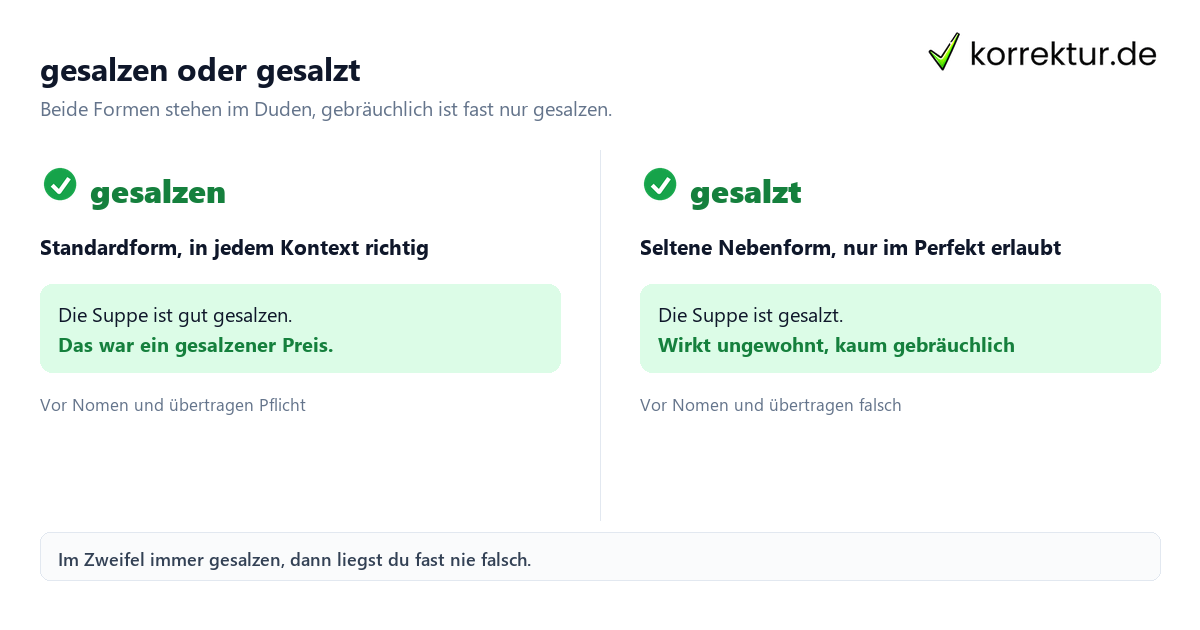 gesalzen oder gesalzt: Vergleich der Partizipformen von salzen