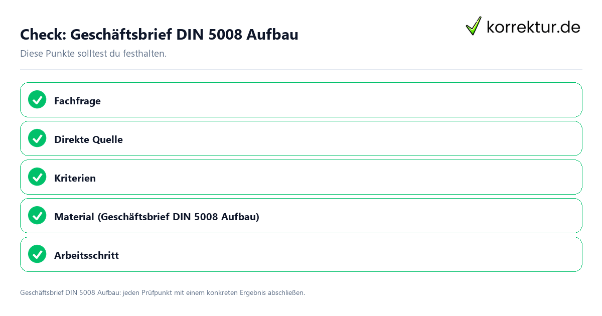 Geschäftsbrief DIN 5008 Aufbau mit einer themenspezifischen Checkliste