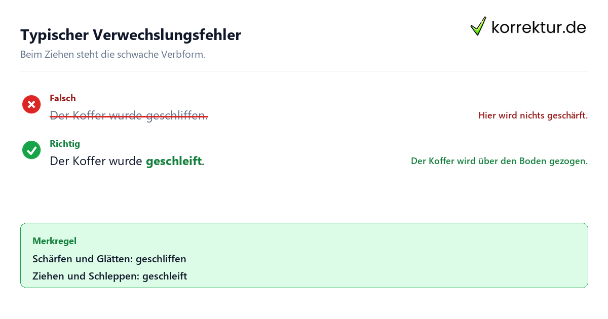 Geschleift oder geschliffen richtig verwenden