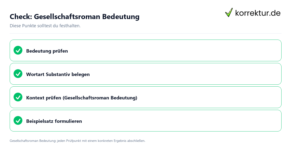 Check: Gesellschaftsroman Bedeutung Gesellschaftsroman Bedeutung mit einer themenspezifischen Checkliste