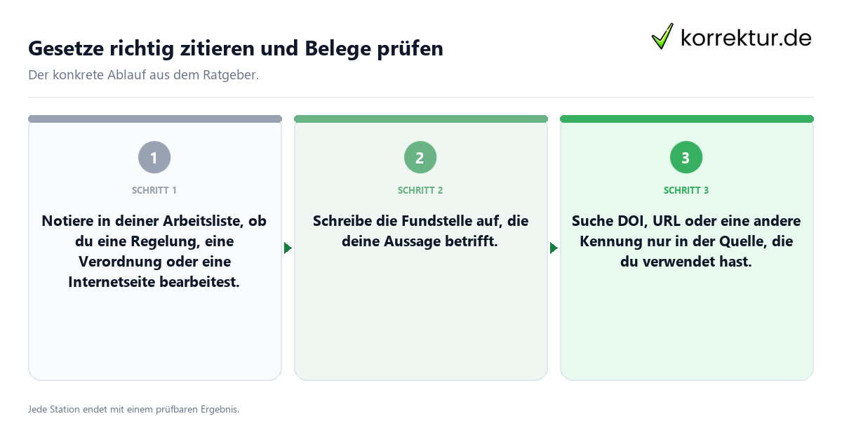 Gesetze richtig zitieren und Belege prüfen Konkrete Schritte zu Gesetze richtig zitieren und Belege prüfen