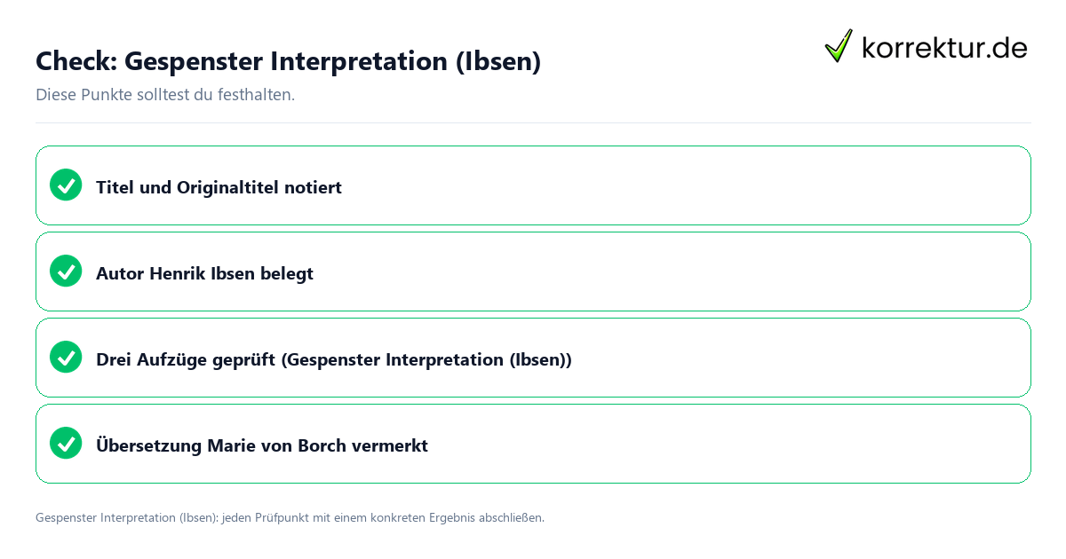 Check: Gespenster Interpretation (Ibsen) Gespenster Interpretation (Ibsen) mit einer themenspezifischen Checkliste