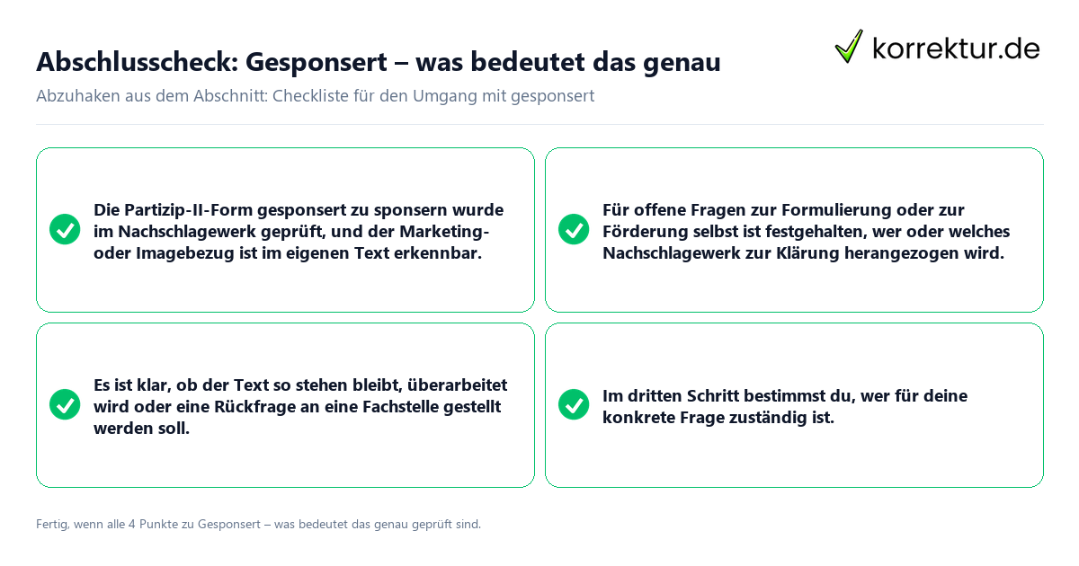 Konkreter Abschlusscheck zu Gesponsert, was bedeutet das genau