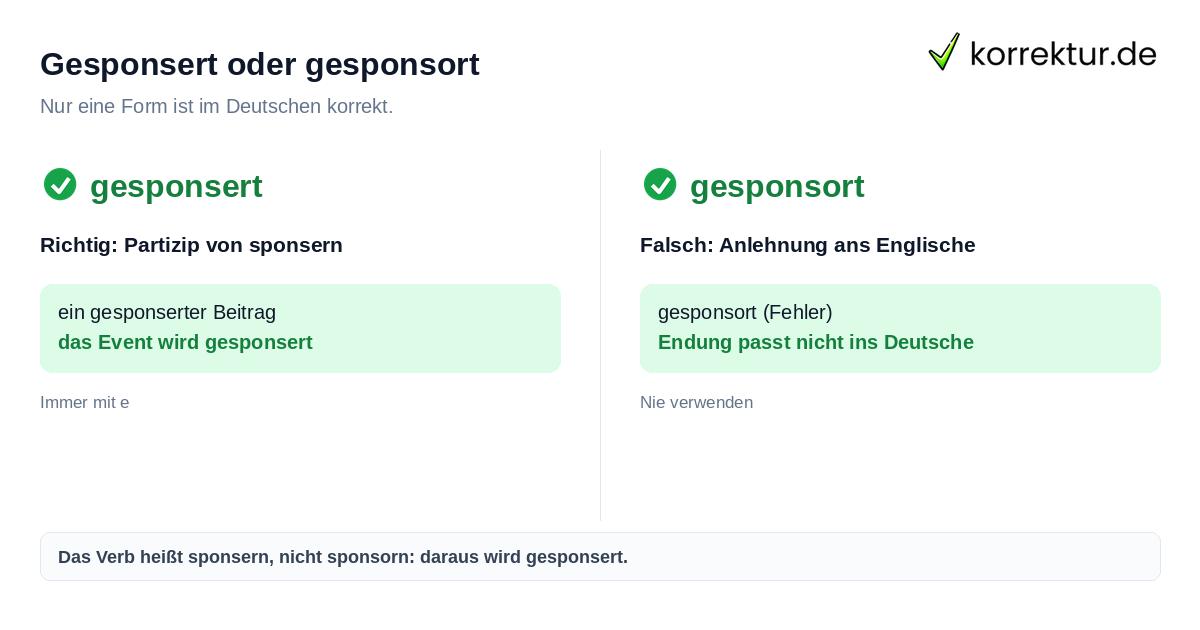 Gesponsert richtig schreiben statt gesponsort