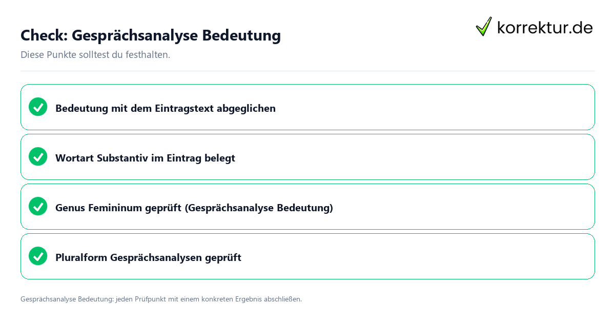 Gesprächsanalyse Bedeutung mit einer themenspezifischen Checkliste