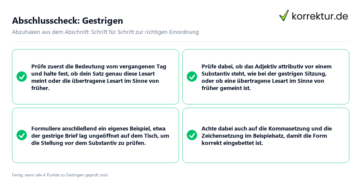 Abschlusscheck: Gestrigen Konkreter Abschlusscheck zu Gestrigen