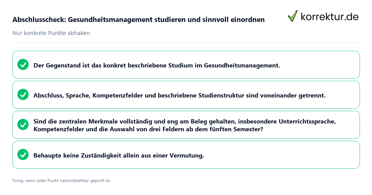 Abschlusscheck: Gesundheitsmanagement studieren und sinnvoll einordnen Konkreter Abschlusscheck zu Gesundheitsmanagement studieren und sinnvoll einordnen