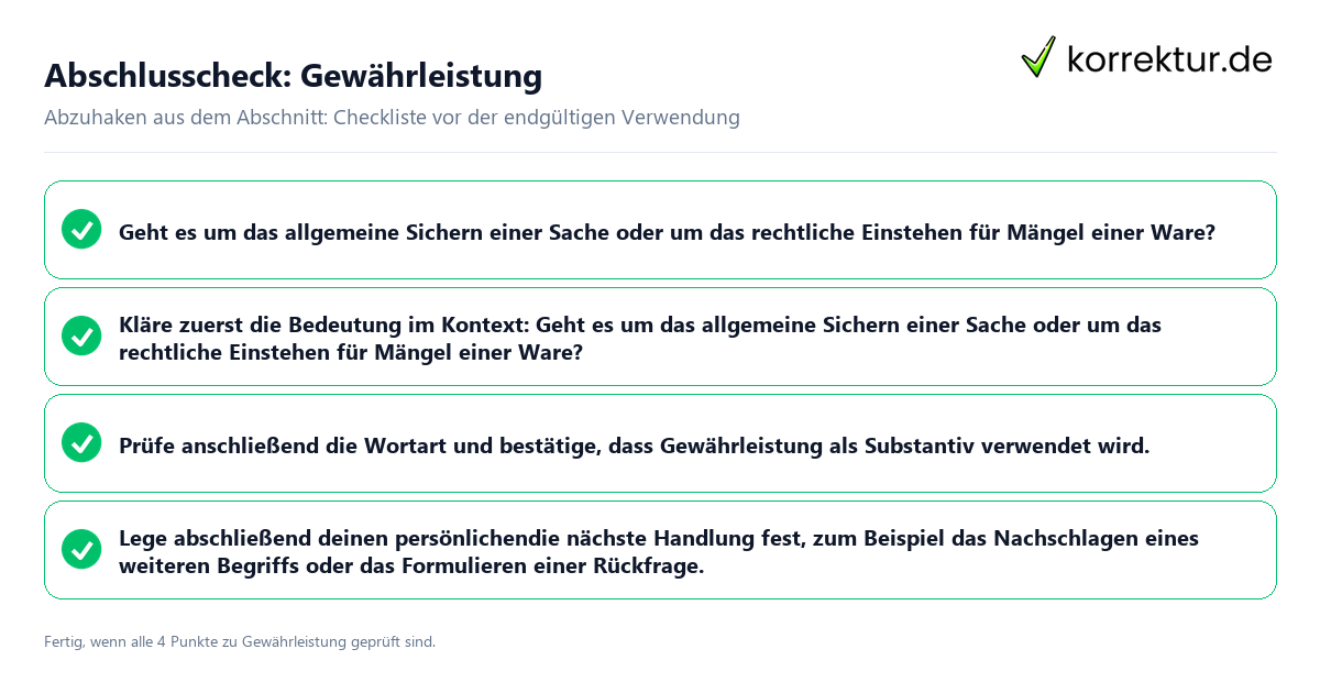 Konkreter Abschlusscheck zu Gewährleistung