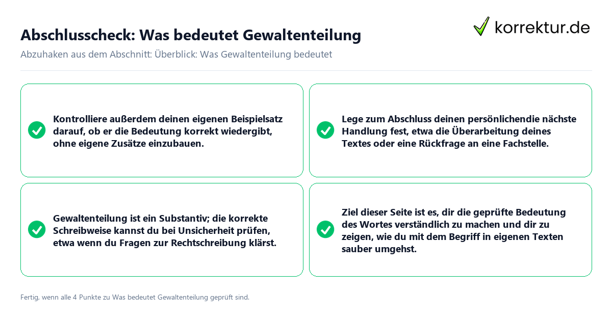 Konkreter Abschlusscheck zu Was bedeutet Gewaltenteilung