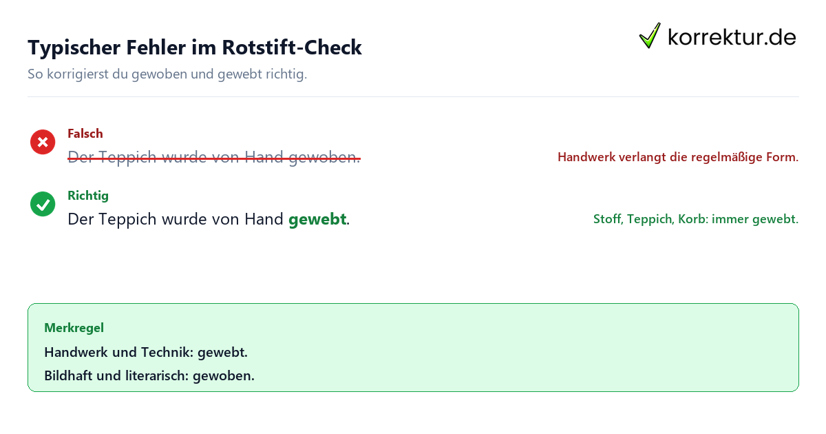 Gewoben oder gewebt: typischer Fehler beim Partizip von weben