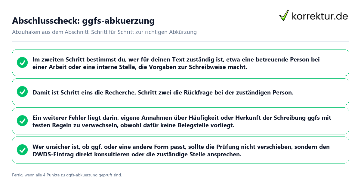 Abschlusscheck: ggfs-abkürzung Konkreter Abschlusscheck zu ggfs-abkürzung