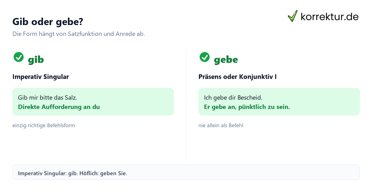 gib oder gebe richtig unterscheiden