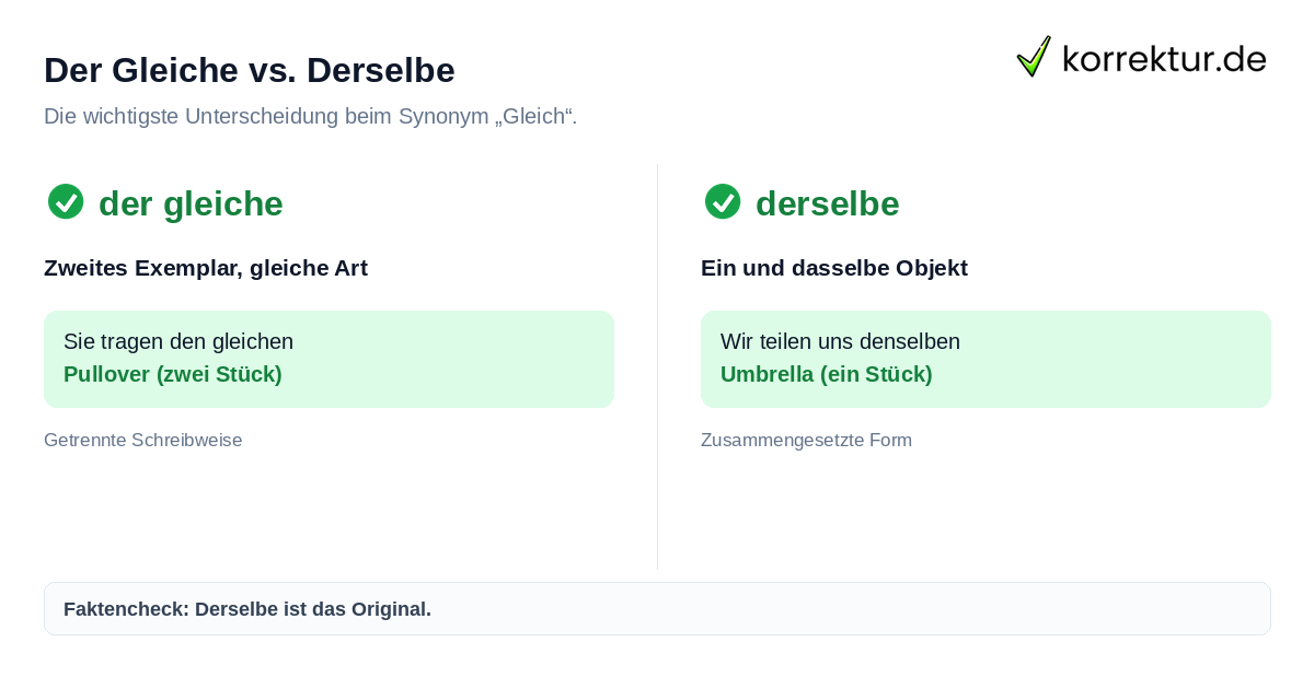 Gleicher Unterschied derselber bei Synonymen von Gleich