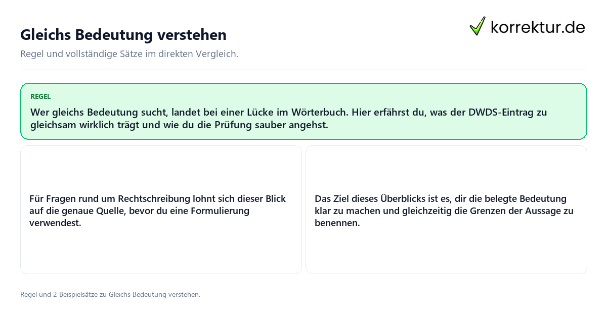 Konkrete Regel und vollständige Beispielsätze zu Gleichs Bedeutung verstehen