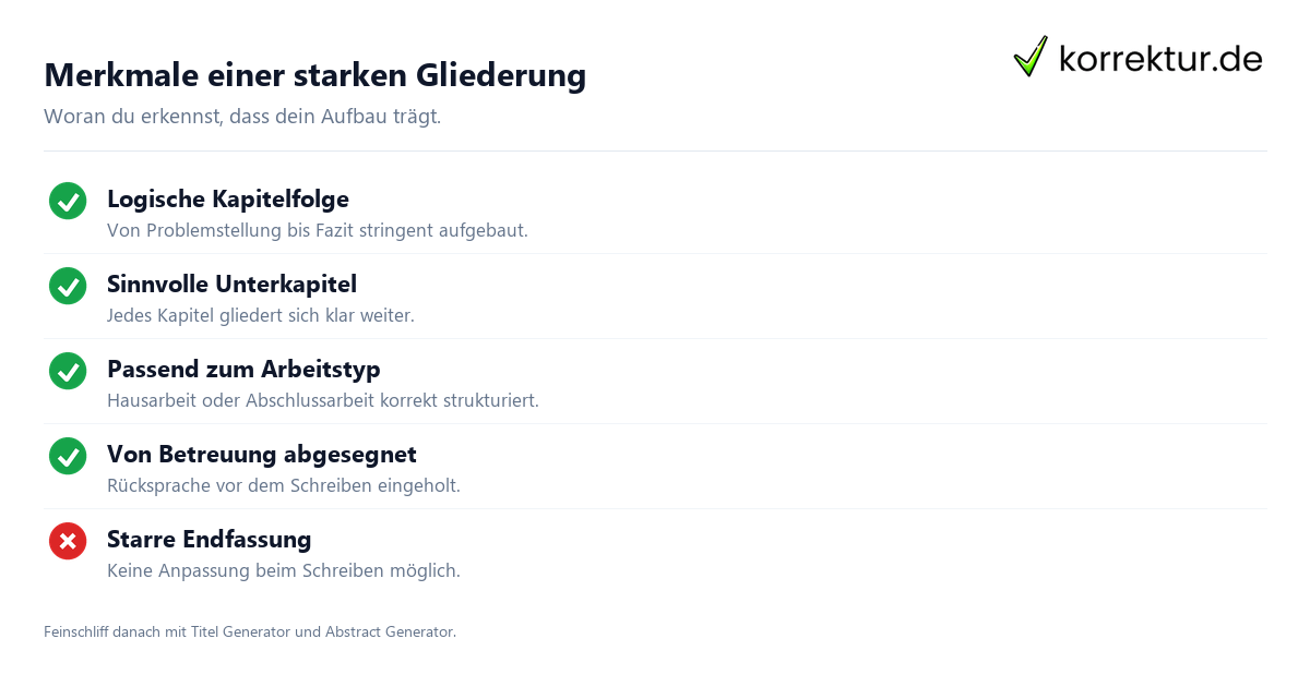 Gliederung Generator: Kapitel und Unterkapitel fuer die wissenschaftliche Arbeit