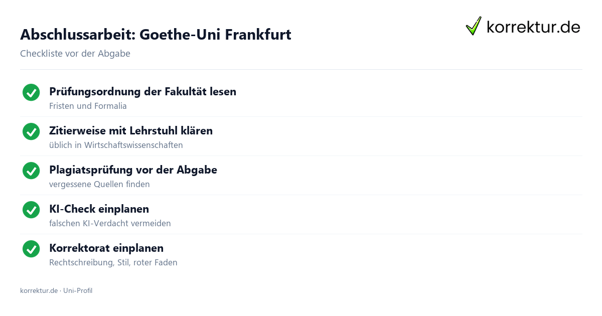 Abschlussarbeit Goethe-Uni Frankfurt: Formalia, Zitierweise und Plagiatsprüfung