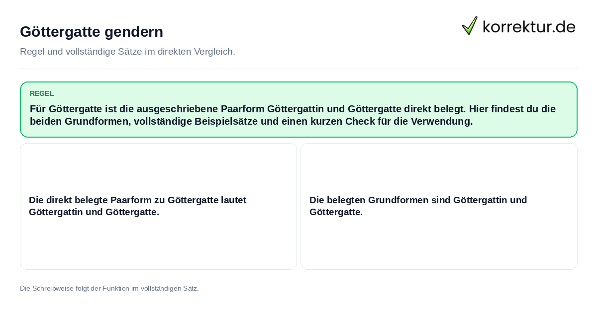 Konkrete Regel und vollständige Beispielsätze zu Göttergatte gendern