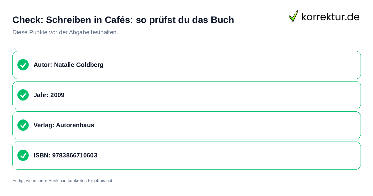 Check: Schreiben in Cafés: so prüfst du das Buch Schreiben in Cafés: so prüfst du das Buch: Prüfliste mit vier Punkten