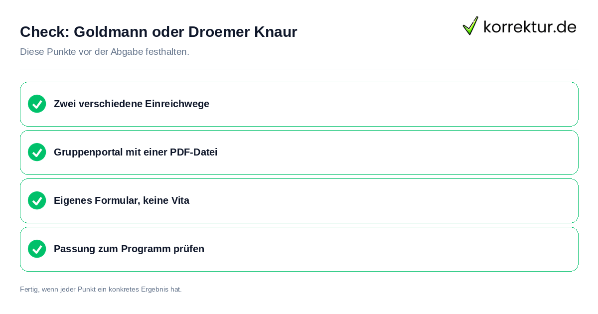Goldmann oder Droemer Knaur: Prüfliste mit vier Punkten
