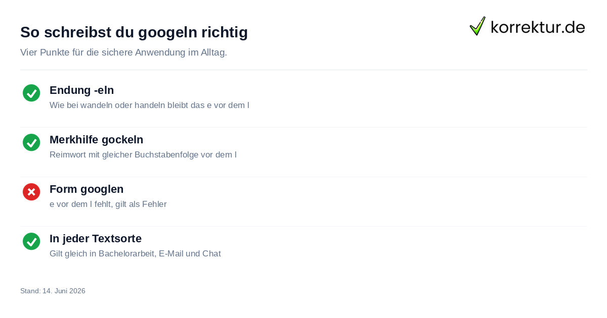 Regeln zur richtigen Schreibweise von googeln