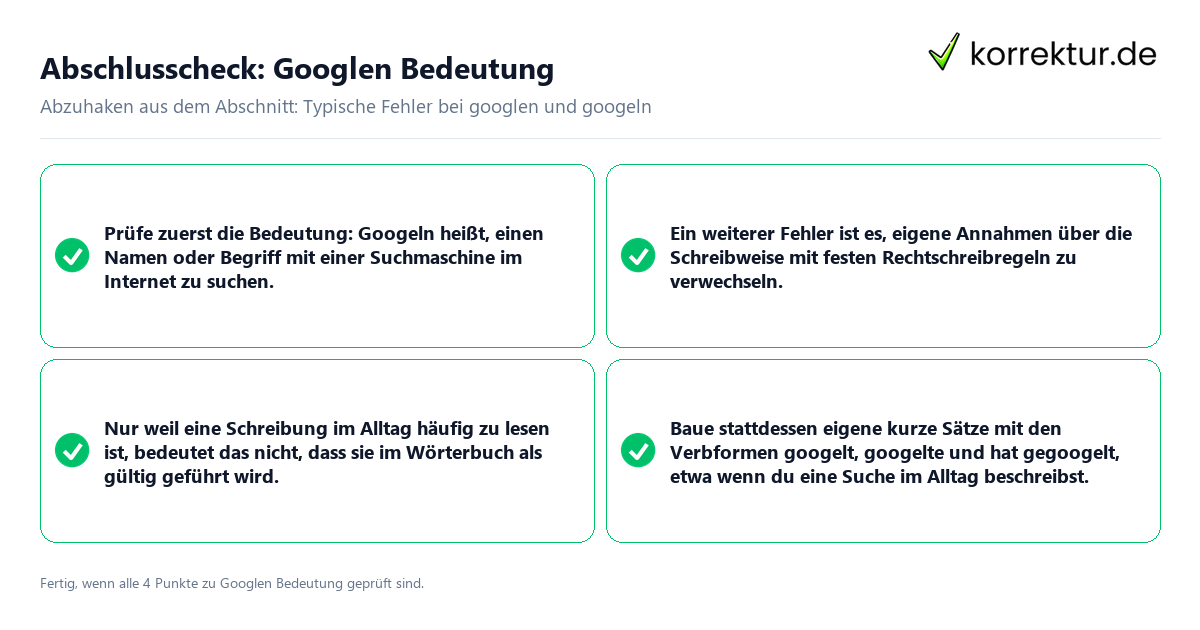 Konkreter Abschlusscheck zu Googlen Bedeutung