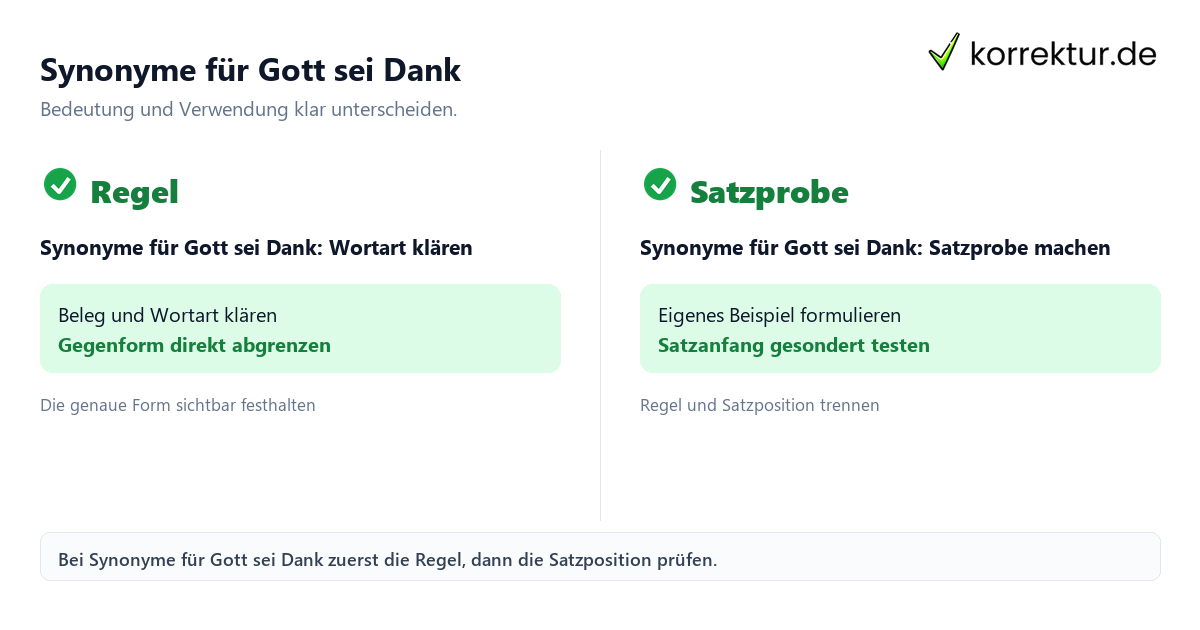 Synonyme für Gott sei Dank Synonyme für Gott sei Dank mit Bedeutung und passender Verwendung im Vergleich