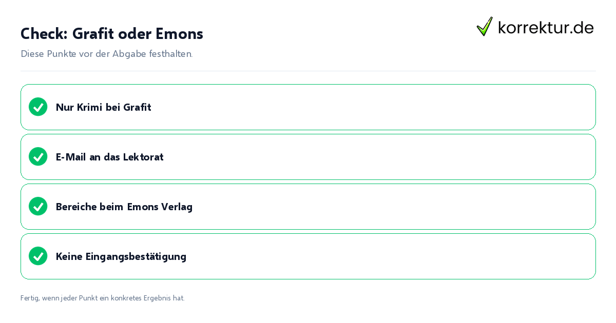 Check: Grafit oder Emons Grafit oder Emons: Prüfliste mit vier Punkten
